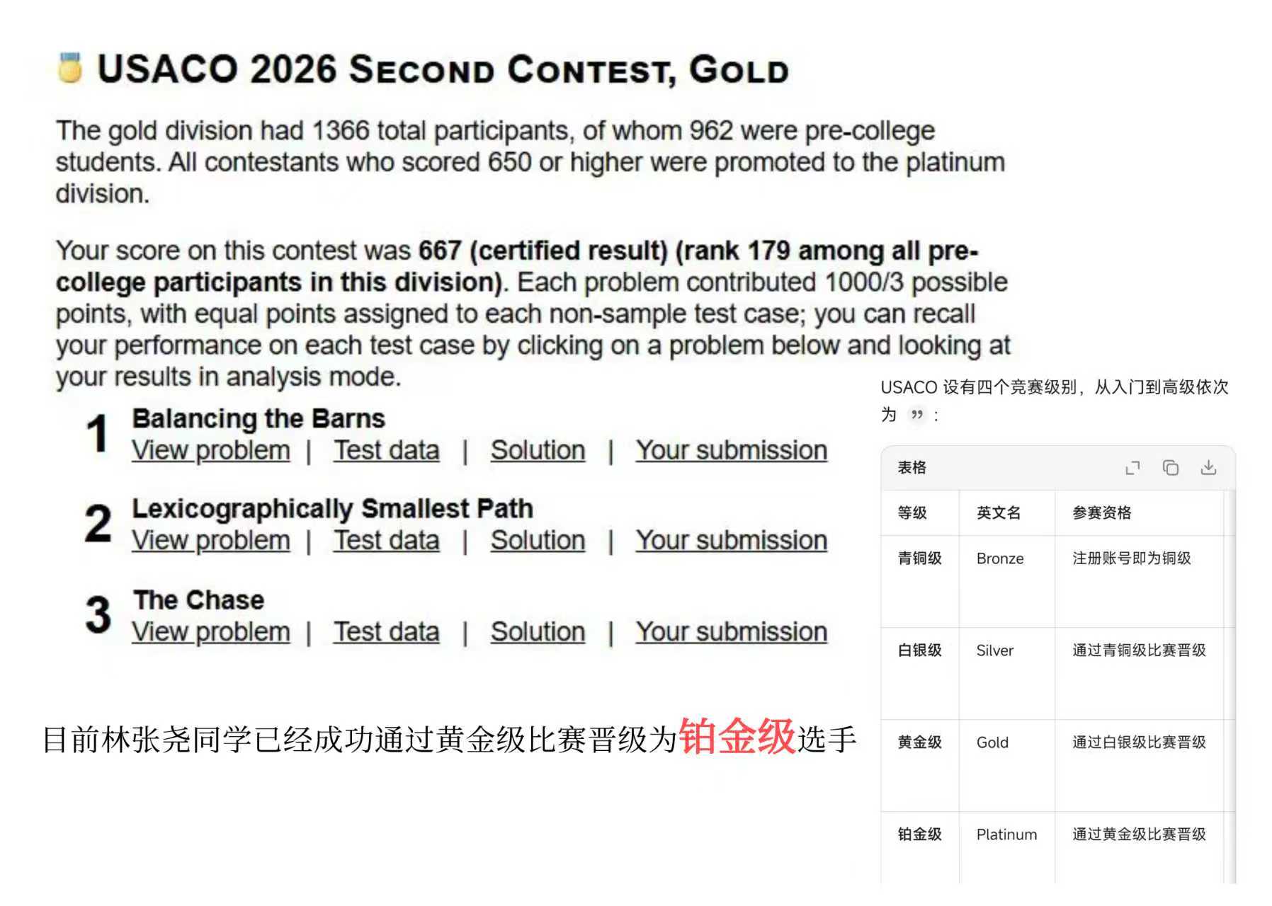 USACO 竞赛等级体系说明